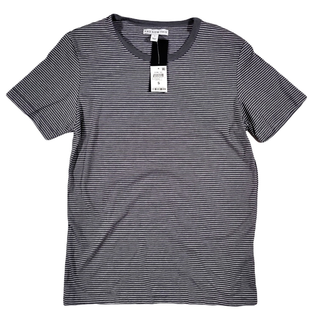 And Now‎ This T-Shirt Mens Small Grey/White Stripe NEW